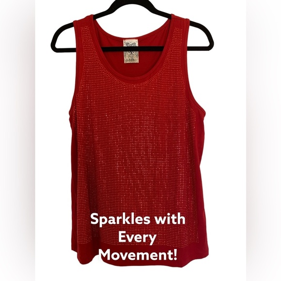 NWT VOCAL red rhinestone tank size XLARGE. Gorgeous and versatile! - Picture 3 of 8